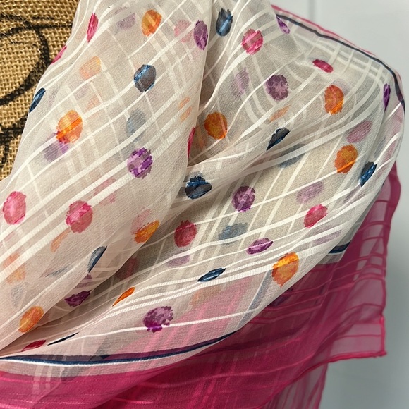 90’S BILL BLASS SILK SCARF PINK PURPLE VINTAGE - Picture 5 of 10